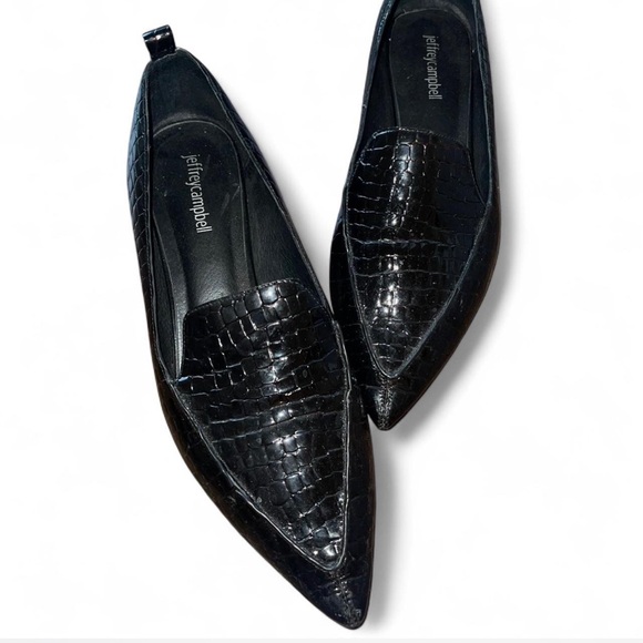 Jeffery Campbell Black Heeled Pointed Toe Loafers 9.5 - Picture 2 of 7
